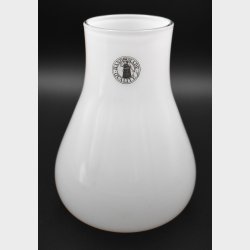 Elegant Danish Holmegaard glass vase in frosted (satin) white glass