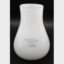 Elegant Danish Holmegaard glass vase in frosted (satin) white glass