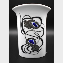 Unique hand-painted porcelain vase signed�Sonja Flindt, 1987
