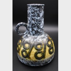 Mid-century studio ceramic vase with a sculptural form and rich textured glaze, German Fat Lava