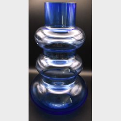 Vintage Scandinavian Blue Art Glass Vase � Mid Century Modern Design