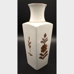 Mid-century Danish porcelain vase with a clean geometric form and delicate hand-painted decoration