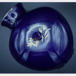 Beautiful mid-century Danish art pottery vase by S�holm, Denmark, featuring a rich cobalt blue glaze