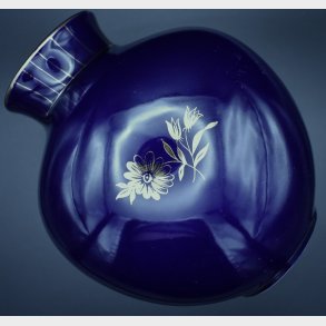 Beautiful mid-century Danish art pottery vase by S�holm, Denmark, featuring a rich cobalt blue glaze