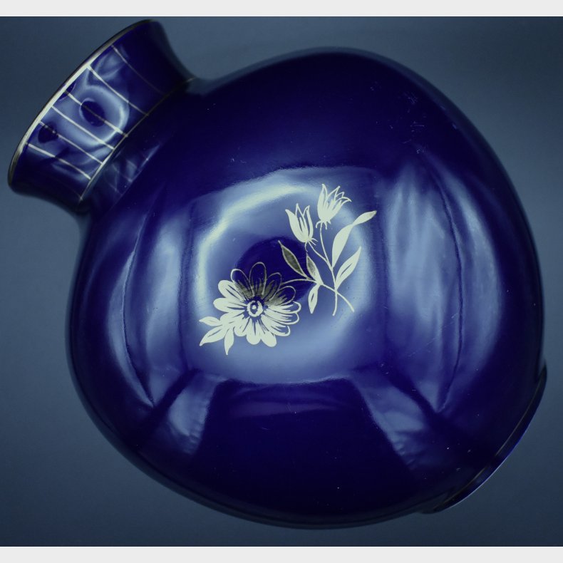 Beautiful mid-century Danish art pottery vase by S�holm, Denmark, featuring a rich cobalt blue glaze