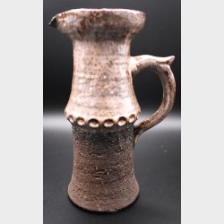 Vintage Danish Studio Pottery Vase with Handle � Brutalist Rustic Stoneware