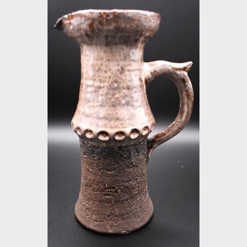 Vintage Danish Studio Pottery Vase with Handle � Brutalist Rustic Stoneware