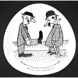 Vintage Storm P. Style Humorous Advertising Wall Plate � Dania Machines Porcelain Plate � Black &amp; White Cartoon