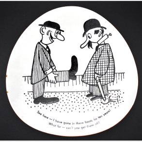 Vintage Storm P. Style Humorous Advertising Wall Plate � Dania Machines Porcelain Plate � Black & White Cartoon