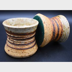 Pair of Handmade Studio Pottery Candle Holders � Rustic Danish Stoneware, Signed Artisan Ceramics