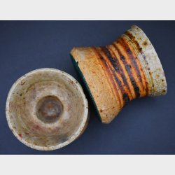 Pair of Handmade Studio Pottery Candle Holders � Rustic Danish Stoneware, Signed Artisan Ceramics