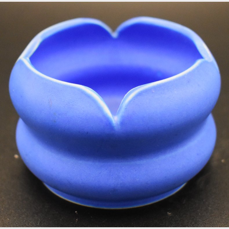 Vintage Danish Art Pottery Bowl by Gudrun Gaard � Matte Blue Glazed Decorative Dish, Denmark