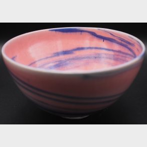 Handmade Studio Pottery Bowl � Pink & Blue Swirl Glazed Ceramic � Signed Art Pottery