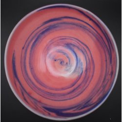 Handmade Studio Pottery Bowl � Pink &amp; Blue Swirl Glazed Ceramic � Signed Art Pottery