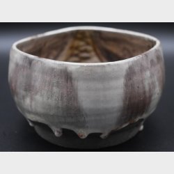 Handmade Studio Pottery Footed Bowl / Rustic Artisan Ceramic Decorative Bowl