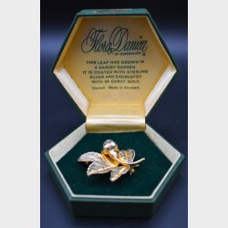 Flora Danica Sterling Silver &amp; 24K Gold Vermeil Brooch � �Rosa Rugosa� (Denmark)