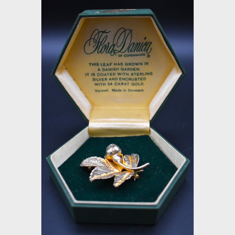 Flora Danica Sterling Silver &amp; 24K Gold Vermeil Brooch � �Rosa Rugosa� (Denmark)