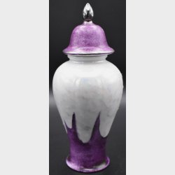 Vintage Purple &amp; White Art Glass Perfume Bottle with Silver Lid � Scandinavian Design