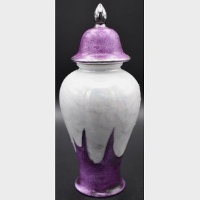 Vintage Purple & White Art Glass Perfume Bottle with Silver Lid � Scandinavian Design