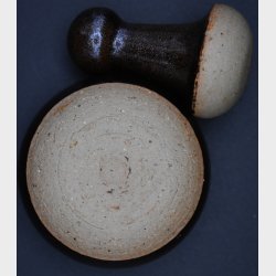 Vintage Studio Pottery Mortar and Pestle Set � Handmade Stoneware Spice Grinder Rustic Brown Glaze