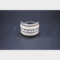 Title: Vintage Silver &amp; Enamel Crystal Band Ring (Likely Scandinavian, ESWYR Mark)
