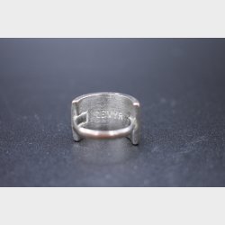 Title: Vintage Silver &amp; Enamel Crystal Band Ring (Likely Scandinavian, ESWYR Mark)