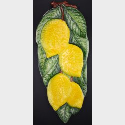 Vintage Ceramic Lemon Wall Plaque / Decorative Fruit Kitchen Wall Hanging