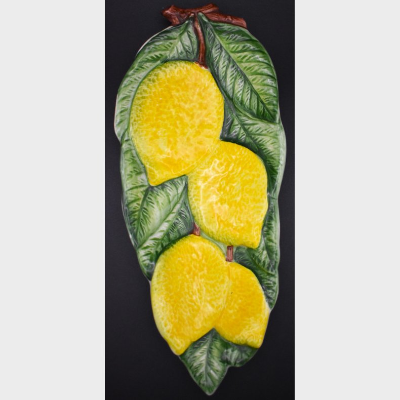 Vintage Ceramic Lemon Wall Plaque / Decorative Fruit Kitchen Wall Hanging