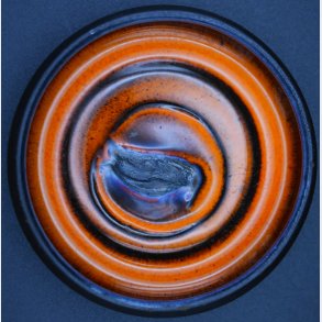 Ulla Lunn Studio Pottery Dish with Orange and Black Glaze