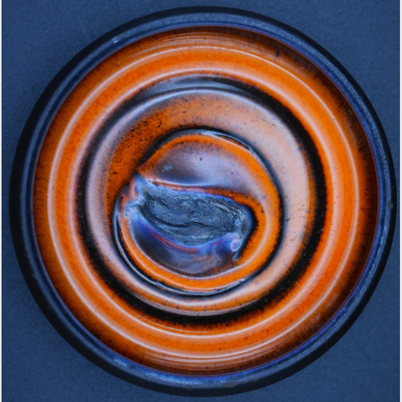 Ulla Lunn Studio Pottery Dish with Orange and Black Glaze