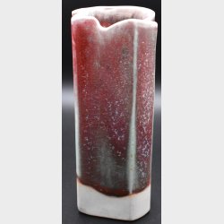 Mid Century Modern Ceramic Vase � Red Crystalline Glaze � Scandinavian Studio Pottery