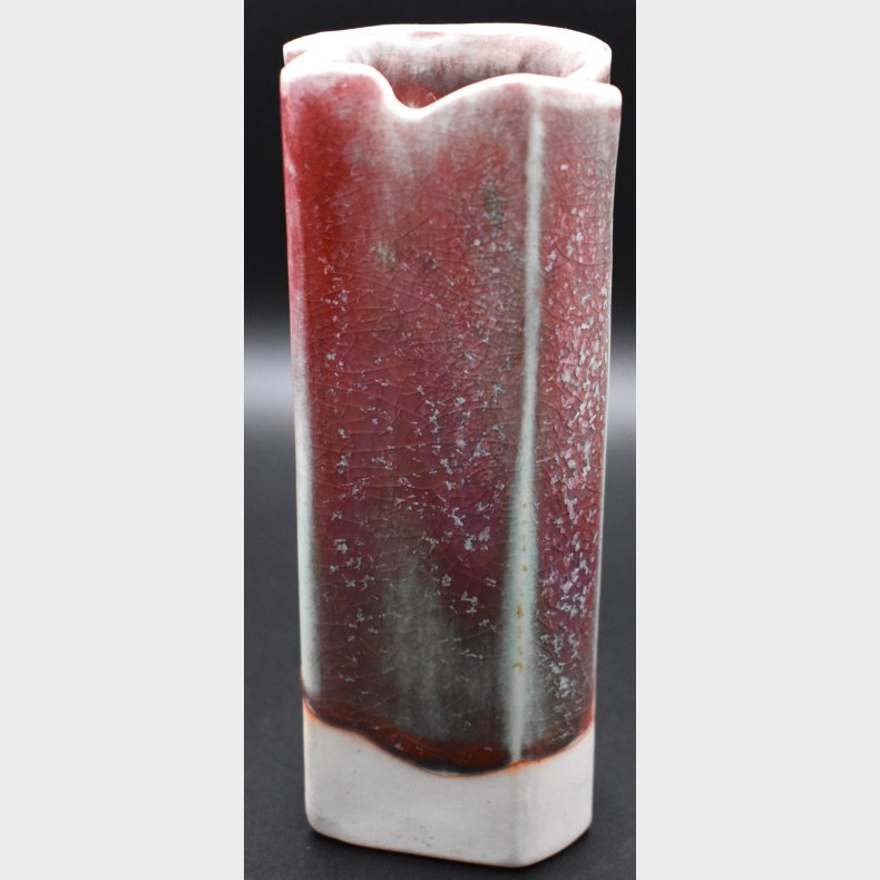 Mid Century Modern Ceramic Vase � Red Crystalline Glaze � Scandinavian Studio Pottery