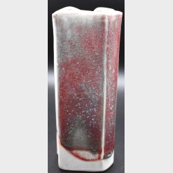 Mid Century Modern Ceramic Vase � Red Crystalline Glaze � Scandinavian Studio Pottery