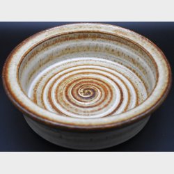 Vintage S�holm Bornholm Stoneware Bowl � Danish Mid-Century Spiral Glaze Dish