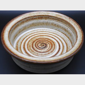 Vintage S�holm Bornholm Stoneware Bowl � Danish Mid-Century Spiral Glaze Dish