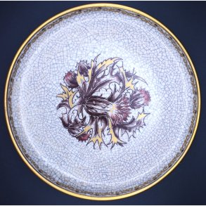 Royal Copenhagen Art Pottery Plate with Thistle Motif � Crackle Glaze � Denmark