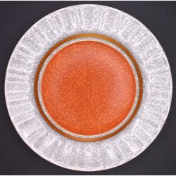 Royal Copenhagen Crackle Glaze Plate with Orange Center (Variant)