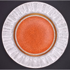 Royal Copenhagen Crackle Glaze Plate with Orange Center (Variant)