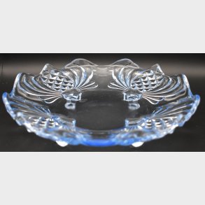 Art Deco Pressed Glass Bowl with Blue Tint � Vintage Decorative Dish