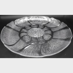 Vintage Frosted Glass Flower Bowl / Plate � Scandinavian Style � Textured Floral Design