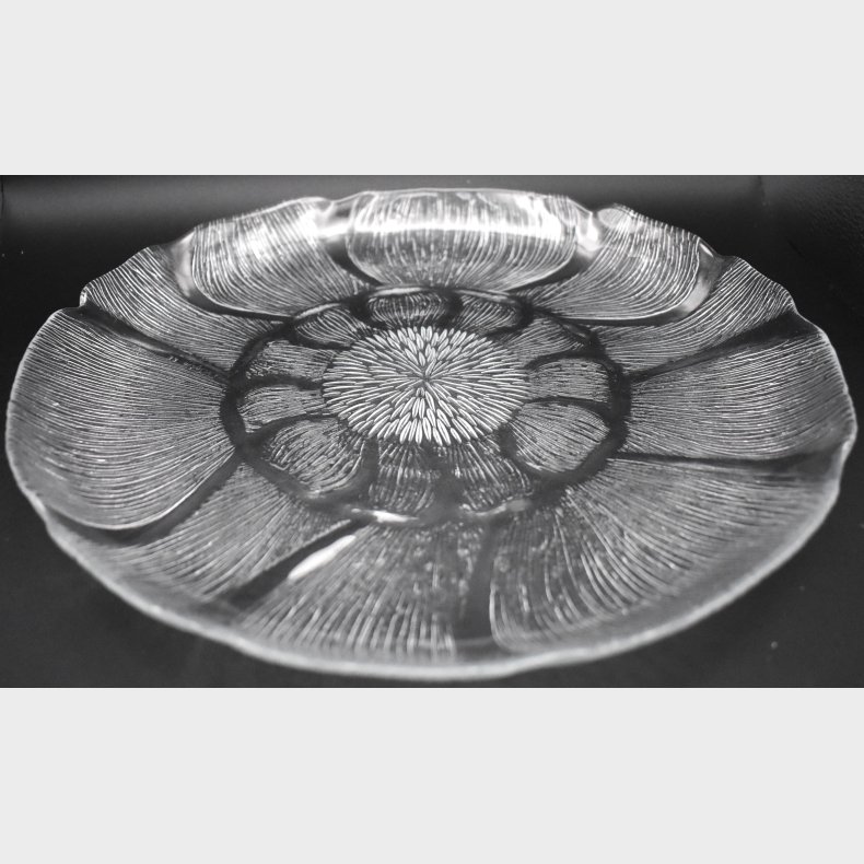 Vintage Frosted Glass Flower Bowl / Plate � Scandinavian Style � Textured Floral Design