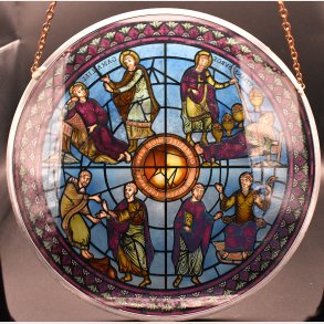 Vintage Stained Glass Style Suncatcher � Religious Medieval Window Hanging Decor