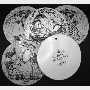 Bj�rn Wiinblad �April � Konflikt� Wall Plates � Nym�lle Denmark (Set of 5)