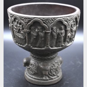 Vintage Danish Pewter Bowl �Denmark 386� � Decorative Relief Cup with Medieval Motif
