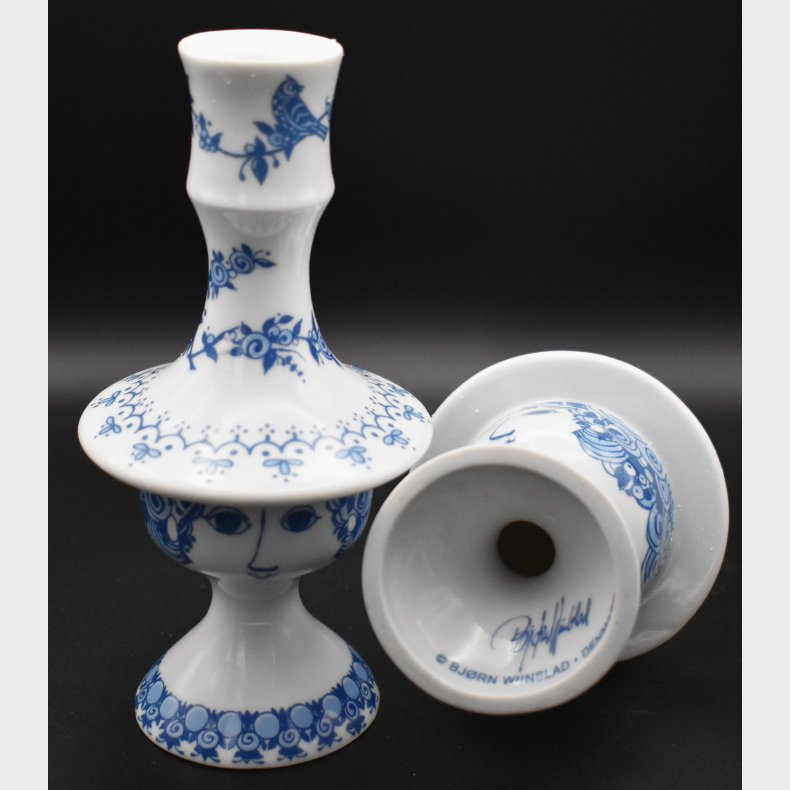 Bj�rn Wiinblad Porcelain Candlesticks � Vintage Rosenthal Studio-Line Blue &amp; White Candle Holders