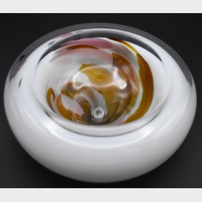 Art Glass Paperweight / Bowl with Amber Swirl Decoration � Scandinavian Studio Glass
