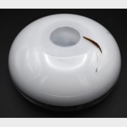 Art Glass Paperweight / Bowl with Amber Swirl Decoration � Scandinavian Studio Glass