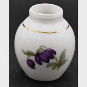 Vintage Hand-Painted Porcelain Miniature Vase with Floral Decoration and Gilt Rim