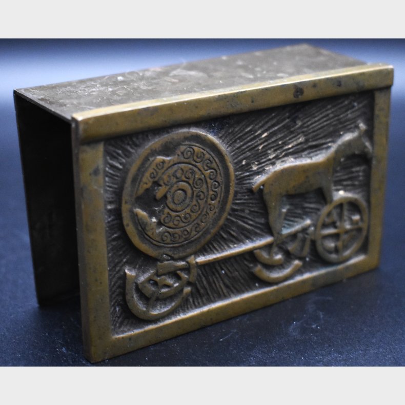 Art Deco Brass Letter Holder with Stylized Horse and Chariot Motif