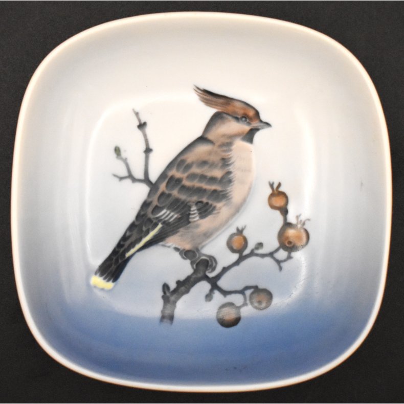 Royal Copenhagen Porcelain Dish with Waxwing Bird (Bombycilla Garrulus)